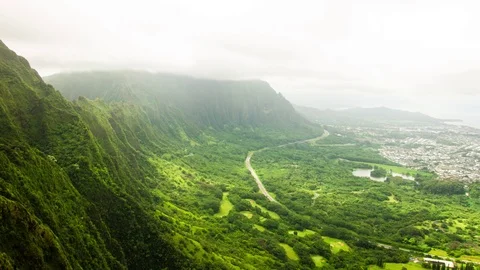 Time Lapse of Clouds Moving over Hawaiian Mountains Stock Footage 85862377