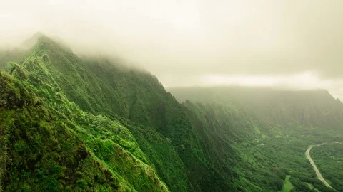 Time Lapse of Clouds Moving over Hawaiian Mountains Stock Footage 85862386