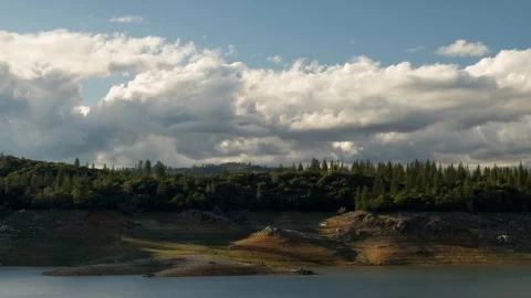 Time Lapse of Clouds Moving Over a Rural Lake Stock Footage 87774411