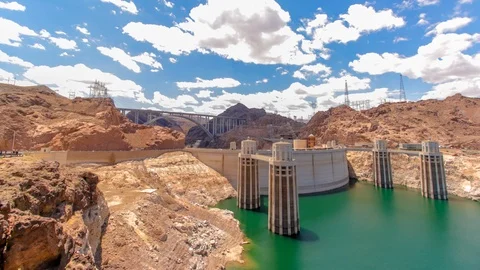 Time Lapse of Clouds Moving Over the Hoover Dam in 4K Stock Footage 88878066