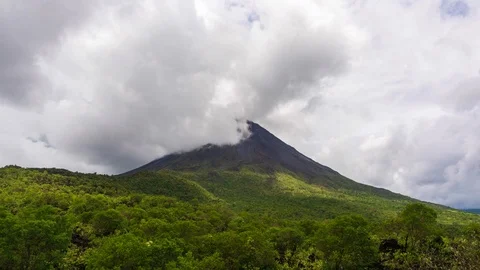 Time Lapse of Clouds Moving Over the Arenal Volcano in Costa Rica in 4K Stock Footage 93278430