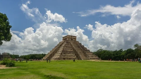 Time Lapse of Clouds Moving Over Chichen Itza In Mexico Stock Footage 95756535