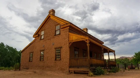 Time Lapse of Clouds Moving Over Grafton Ghost Town Stock Footage 95757208