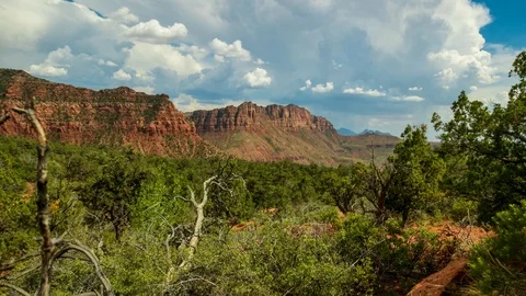 Time Lapse of Clouds Moving Over Zion National Park Stock Footage 95757234