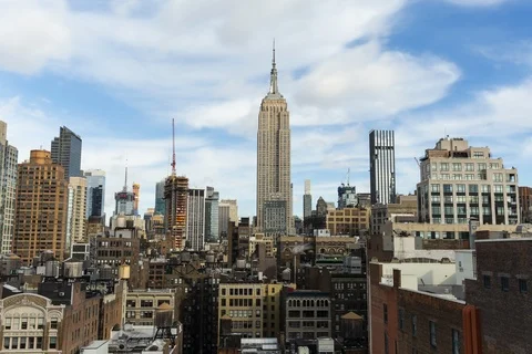 Time-lapse of clouds moving over the skyscrapers in New York Stock Footage 105412001