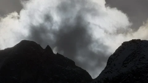 Time-lapse of clouds moving over snowy mountains Stock Footage 113219582