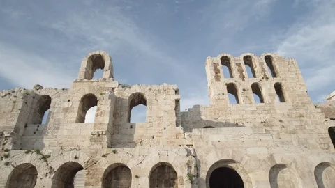 Time-lapse of clouds moving over ruined ancient building wall in Olympia, Greece Stock Footage 113222455