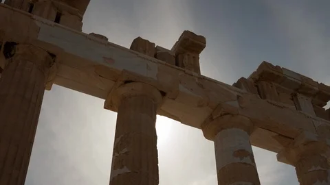 Time-lapse of clouds moving over ruined columns in Olympia Stock Footage 113223571