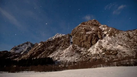 Time-lapse of clouds moving over snowy and rocky mountains Stock Footage 113226866