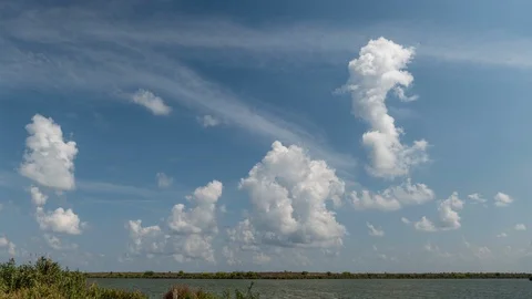 Time lapse of clouds moving over lake Stock Footage 115890606