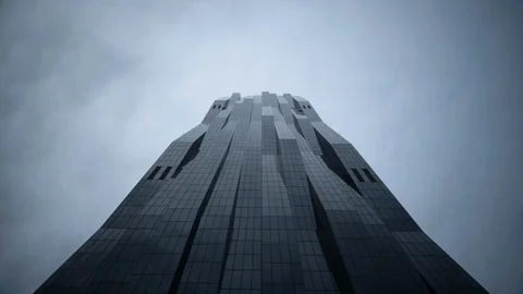 Time-lapse of clouds moving over high-rise building in Vienna Stock Footage 116601716