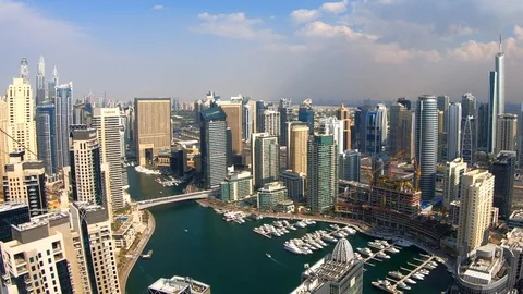 Time lapse clouds moving over Dubai Marina and JBR Stock Footage 120625420