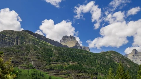 Time Lapse of Clouds Moving Over Many Glacier Valley Stock Footage 121985157