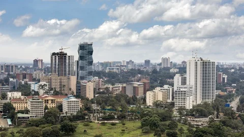 Time lapse of clouds moving over downtown Nairobi, Kenya. Stock Footage 129515991