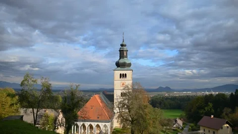 Time lapse clouds moving over Annunciation catholic church Stock Footage 142135241