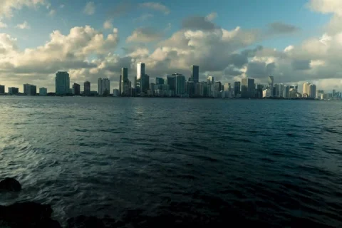 Time lapse of clouds moving over Miami skyline Stock Footage 142397605