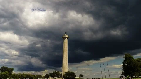 Time lapse of clouds moving past Perry's Victory &amp; International Memorial Stock Footage 40650072