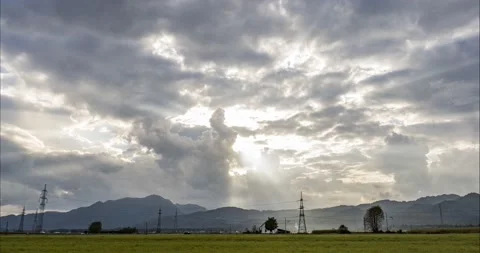Time lapse of clouds moving at sunset Stock Footage 166881132