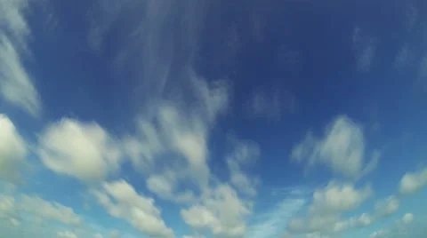 Time lapse of clouds moving through blue sky. 4K Stock Footage 42308489