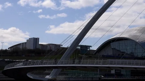 Time lapse clouds Newcastle upon Tyne bridges across the Tyne river UK 4K Stock Footage 105355141