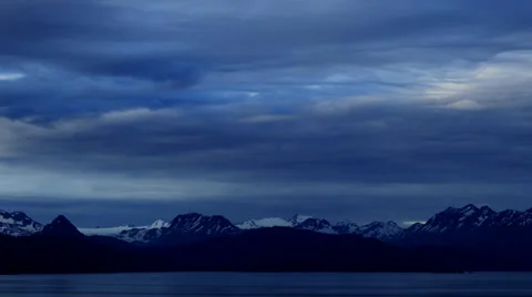Time lapse: Clouds over Alaskan mountains and glacier Stock Footage 39816225