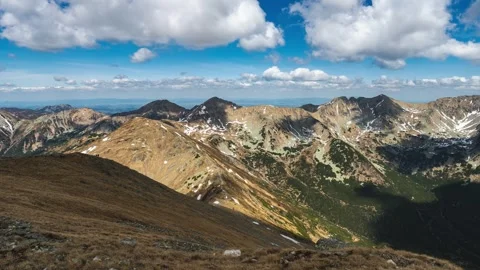 Time Lapse of Clouds Over Alps Mountains in Sunny Spring Landscape, Tourism and Stock Footage 310802775