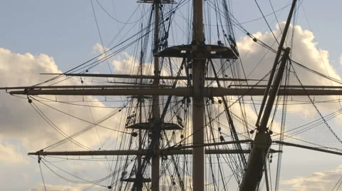 Time lapse. clouds over the ancient sailing vessel. Stock Footage 64546446