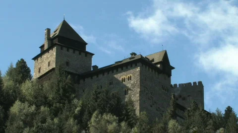 Time lapse clouds over Austrian castle in Austria, Europe Stock Footage 530325