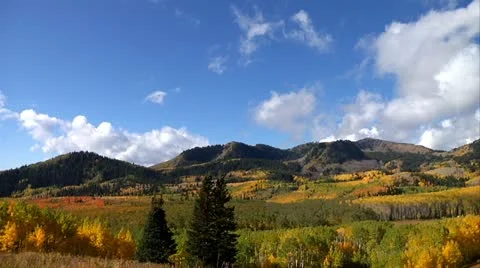 Time lapse of clouds over autumn mountains Stock Footage 21651187