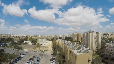 Time-lapse of clouds over the Beer Sheva city district Stock Footage 127961555