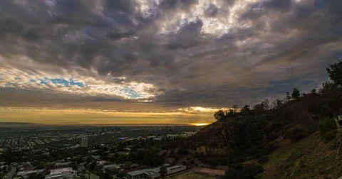 Time-Lapse of clouds over Beverly Hills Stock Footage 71066941