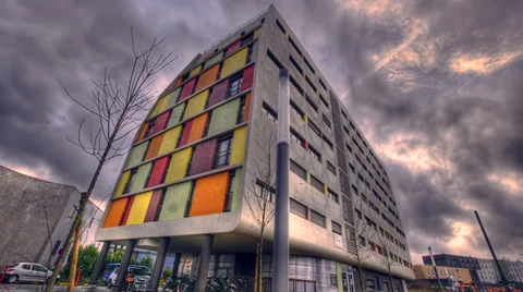 TIME LAPSE - CLOUDS OVER BUILDING Stock Footage 29986820
