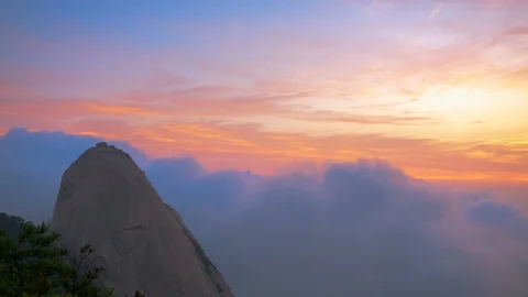 Time lapse of clouds over Bukhansan national park in Seoul South Korea Stock Footage 87626569