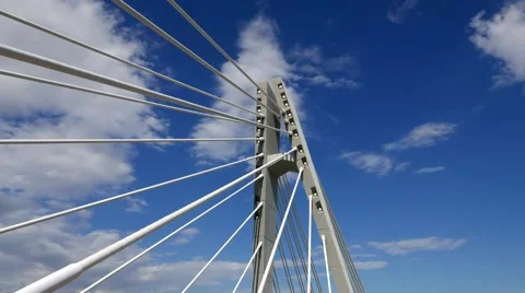 Time Lapse of Clouds over a Cable Stayed Bridge Stock-Footage 55771844