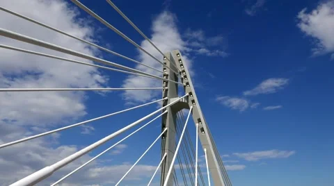 Time Lapse of Clouds over a Cable Stayed Bridge Stock-Footage 56433531