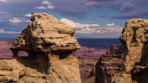 Time Lapse Clouds Over Canyonlands Moab Utah Colorado Plateau Rocky Foreground Stock Footage 78046126