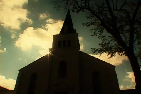 Time lapse clouds over church siluet Stock Footage 753676