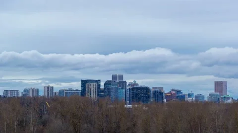 Time Lapse of clouds over city of Portland Oregon from dusk into blue hour 4k Stock Footage 59589123