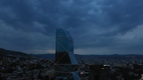 Time lapse clouds over the city - Tbilisi - Biltmore Stock Footage 129106774
