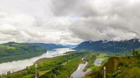 Time lapse of clouds over Columbia River Gorge along  i84  in Portland Oregon 4k Stock Footage 62494435