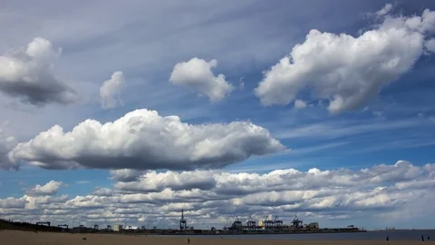 Time lapse clouds over container ship terminal Stock Footage 71614586