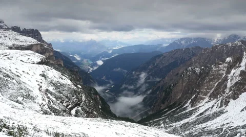 Time lapse clouds over dolomites valley Stock Footage 57134894