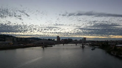Time Lapse of Clouds Over Downtown Portland Oregon with Tilikum Crossing 1080p Stock Footage 39965791