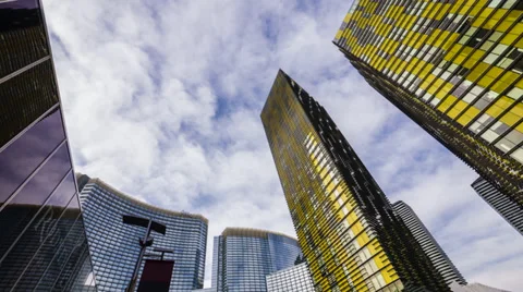 Time Lapse of Clouds over Futuristic City Center in Las Vegas, Nevada 1080p HD Stock Footage 35207074