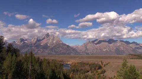 Time lapse clouds over grand teton ansel adams overlook Stock-Footage 42881999