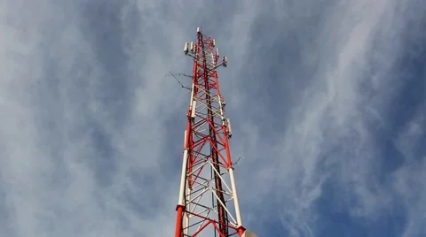 Time-lapse clouds over high antenna mast Stock Footage 46316280