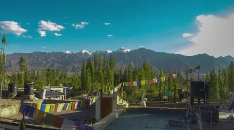 Time Lapse of Clouds over Himalayas and Sunset in Leh India Video stock 51808396