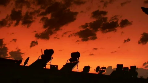 Time-lapse clouds over holiday villas Stock Footage 309389