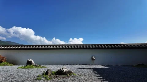 Time Lapse Clouds Over Japanese Garden White Wall Stock Footage 340131498