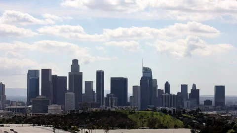 Time lapse of clouds over the Los Angeles skyline Stock Footage 267130409